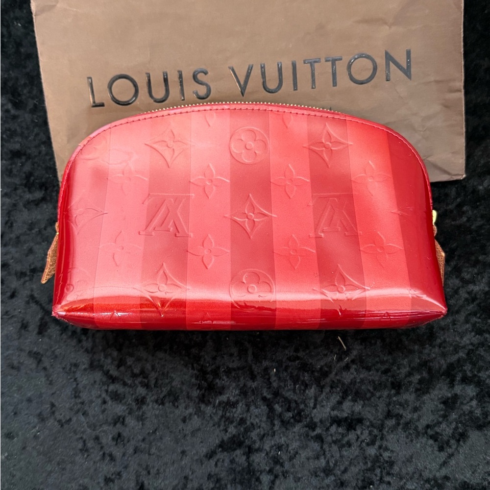 Louis Vuitton Red Vernis Rayure Pochette Cosmetic pouch M91721